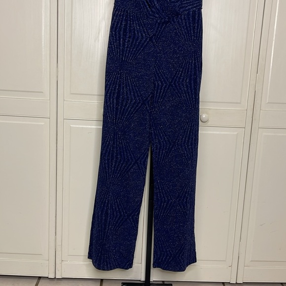 Women's Blue Rain Joan Glitter Knit Jumpsuit Navy Size Medium Spaghetti Strap - Picture 5 of 12